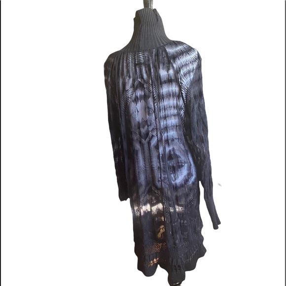 1990s Jean Paul Gaultier Sheer Silk Devore Black Velvet & Knit Dress Tunic SZ XL - Picture 5 of 12